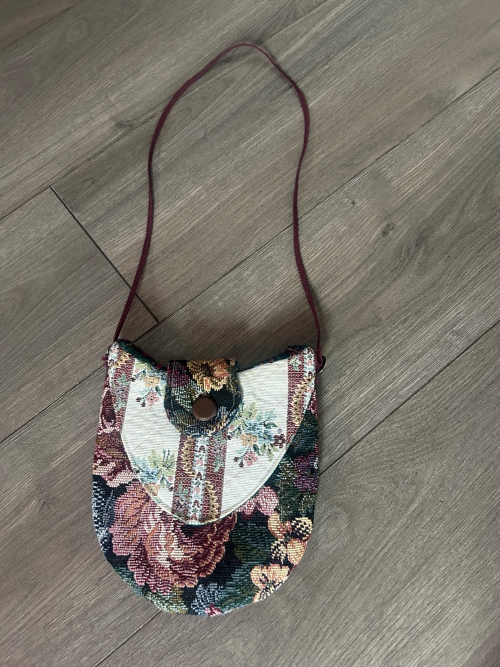 Vintage Floral Tapestry Mini Crossbody Bag Cottagecore